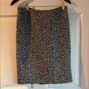Talbots Blue, White and Brown Tweed Pencil Skirt